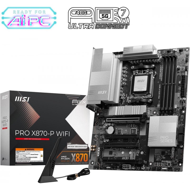 PLACA MADRE MSI PRO X870-P WIFI DDR5 AM5 RYZEN 9000 / WIFI 7 / BT 5.4 / M.2 GEN5 3 PLACA MADRE MSI PRO X870-P WIFI DDR5 AM5 RYZEN 9000 / WIFI 7 / BT 5.4 / M.2 GEN5