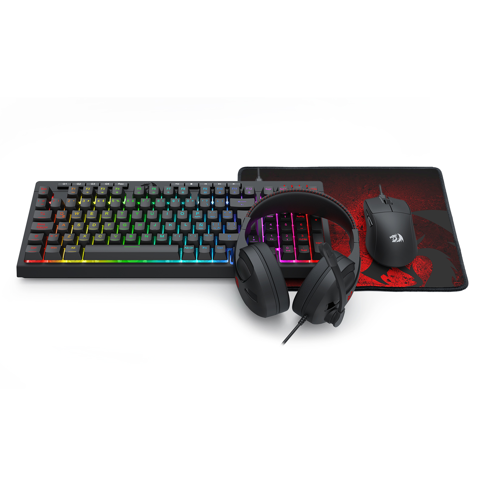 KIT GAMER 4 EN 1 REDRAGON S147 / MOUSE KING M724 / AUDIFONOS CRONUS H211 / MOUSEPAD PISCES P016 / TECLADO 100% RGB MEMBRANA 4 KIT GAMER 4 EN 1 REDRAGON S147 / MOUSE KING M724 / AUDIFONOS CRONUS H211 / MOUSEPAD PISCES P016 / TECLADO 100% RGB MEMBRANA - Imagen 2