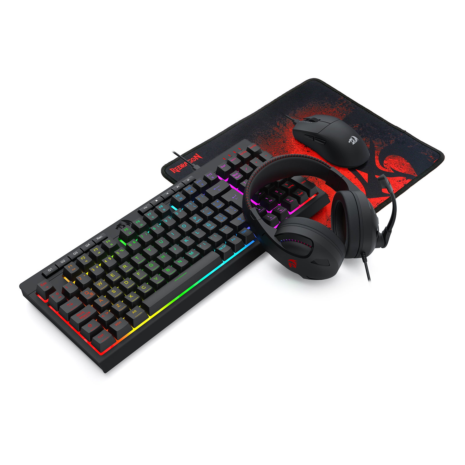 KIT GAMER 4 EN 1 REDRAGON S147 / MOUSE KING M724 / AUDIFONOS CRONUS H211 / MOUSEPAD PISCES P016 / TECLADO 100% RGB MEMBRANA 5 KIT GAMER 4 EN 1 REDRAGON S147 / MOUSE KING M724 / AUDIFONOS CRONUS H211 / MOUSEPAD PISCES P016 / TECLADO 100% RGB MEMBRANA - Imagen 3