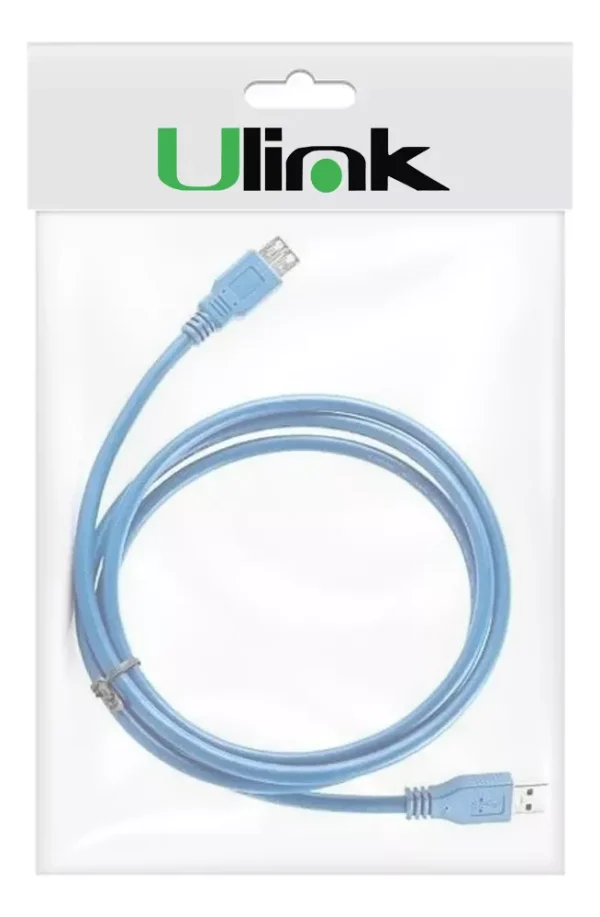 CABLE EXTENSION USB 3.0 ULINK MACHO A HEMBRA 1.8MTS COLOR AZUL - Imagen 3