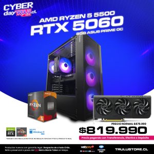 PC Gamer AMD Ryzen 5 5500 / RTX 5060 8GB Asus Prime OC / 16GB DDR4 3200Mhz / SSD NVMe 500GB / Gabinete Antec AX65 - 4 Ventiladores