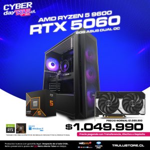 PC Gamer AMD Ryzen 5 9600 / RTX 5060 Asus Dual OC / 16GB DDR5 5600Mhz / SSD NVMe 500GB / Gabinete XPG Valor Air Plus - 4 Ventiladores