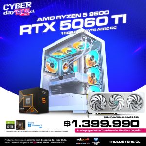 PC Gamer ICE AMD Ryzen 5 9600 / RTX 5060 TI 16GB Aero OC ICE / 16GB DDR5 5600Mhz / SSD NVMe 500GB / Gabinete Gigabyte C500 ICE – 4 Ventiladores