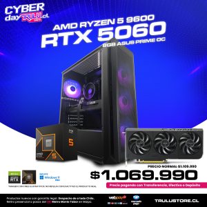 PC Gamer AMD Ryzen 5 9600 / RTX 5060 Asus Prime OC / 16GB DDR5 5600Mhz / SSD NVMe 500GB / Gabinete XPG Valor Air Plus - 4 Ventiladores