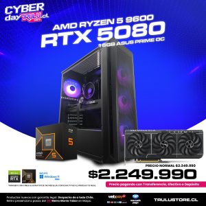 PC Gamer AMD Ryzen 5 9600 / RTX 5080 Asus Prime OC / 16GB DDR5 5600Mhz / SSD NVMe 500GB / Gabinete XPG Valor Air Plus - 4 Ventiladores