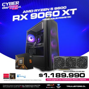 PC Gamer AMD Ryzen 5 9600 / RX 9060 XT 16GB Asus Prime OC / 16GB DDR5 5600Mhz / SSD NVMe 500GB / Gabinete XPG Valor Air Plus - 4 Ventiladores