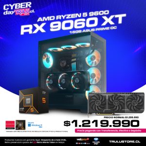PC Gamer AMD Ryzen 5 9600 / RX 9060 XT 16GB Asus Prime OC / 16GB DDR5 5600Mhz / SSD NVMe 500GB / Gabinete Gigabyte C500 – 4 Ventiladores