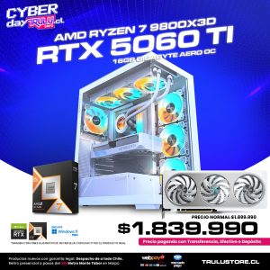 PC Gamer ICE AMD Ryzen 7 9800X3D / RTX 5060 TI 16GB Aero OC ICE / 16GB DDR5 5600Mhz / SSD NVMe 500GB / Gabinete Gigabyte C500 ICE - 4 Ventiladores