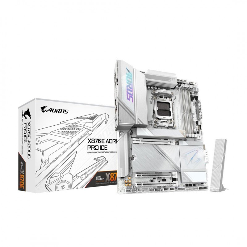 PLACA MADRE GIGABYTE X870E AORUS PRO ICE AM5 / WIFI 7 / BT 5.4 / M.2 GEN5 / PCIE GEN5 3 PLACA MADRE GIGABYTE X870E AORUS PRO ICE AM5 / WIFI 7 / BT 5.4 / M.2 GEN5 / PCIE GEN5